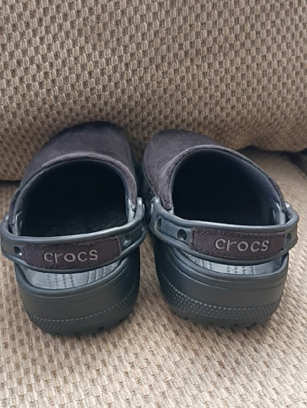 CROCS Womens Or Kids Suede-Look Clog Mules in Black - Picture 11 of 11
